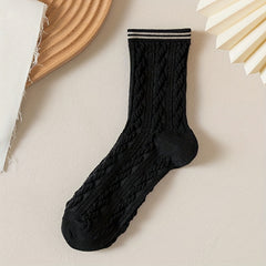 4 Pairs Twist Textured Socks Women's Mid Tube Stockings
