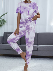 Tie Dye Lounge Set Short Sleeve Top & Pants