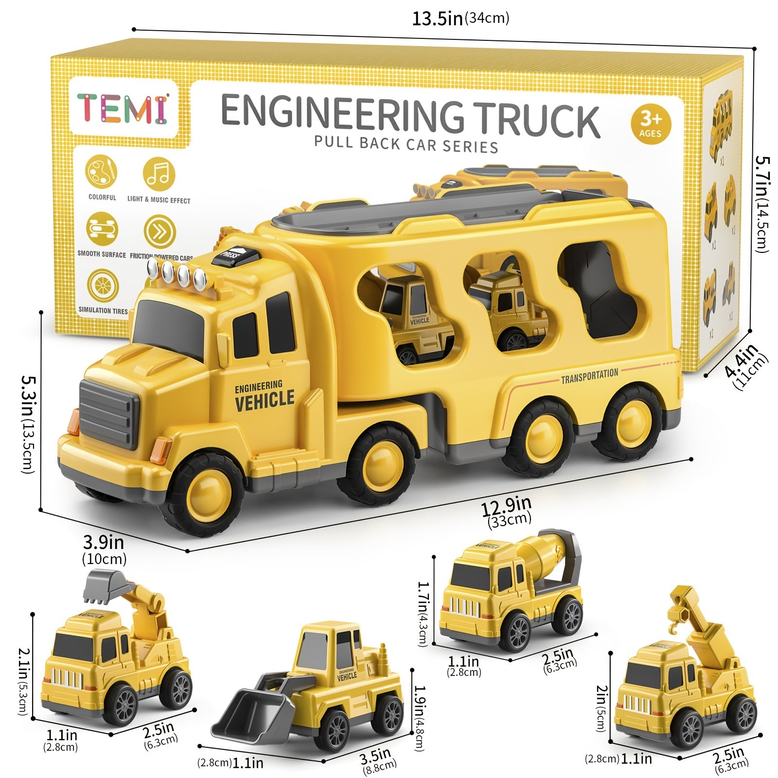 Construction Vehicle Transport Truck Carrier Toy Gift