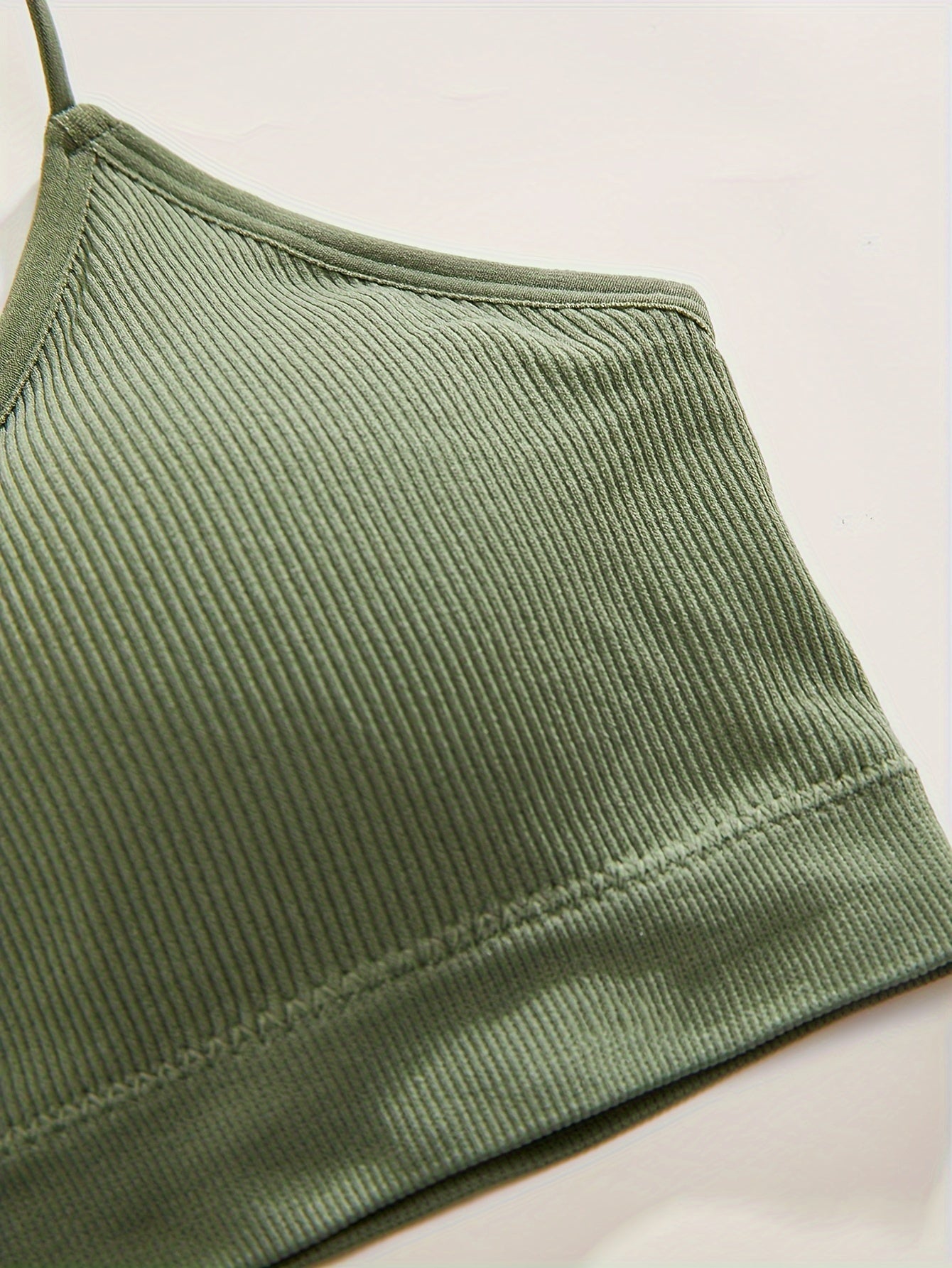 3pcs Solid Ribbed Wireless Bras Stretch Intimates Bra Women's Lingerie