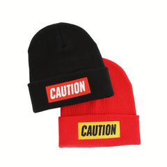 Printed Beanie Solid Knit Hat Warm Skull Hat Casual Coldproof Beanie