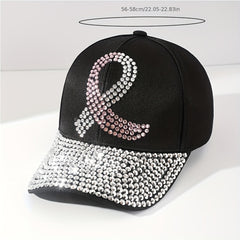 Pink Ribbon Baseball Cap Rhinestone