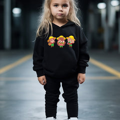 OERYUI Cartoon Girl Print Hooded Pullover Pants Set For Sports