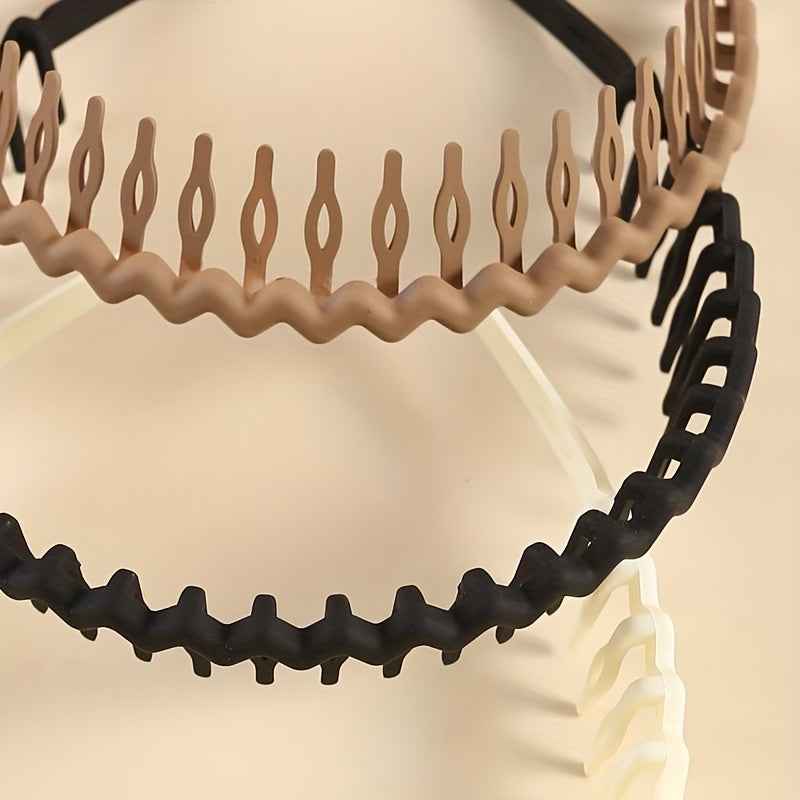 3pcs Nonslip Tooth Headband Wavy Head Hoop Hair Band For Women Girls