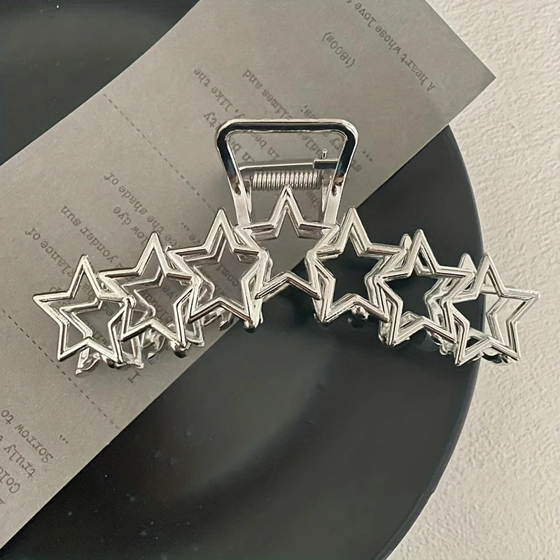 Y2K Alloy Star Hair Claw Clip Non Slip Silvery