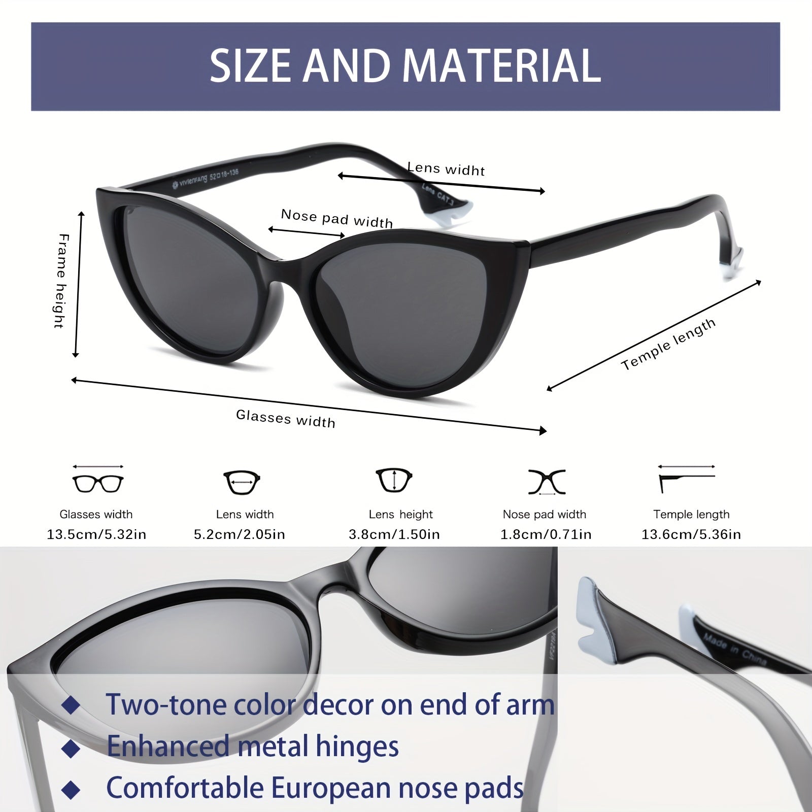 OUWEN Retro Polarized Cat Eye Sunglasses For Women Vintage Shades