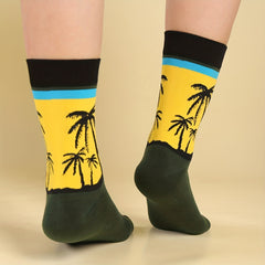 Landscape Print Mid Tube Socks Women's Stockings
