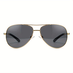 OUWEN Aviator Sunglasses Golden Frame Gray Lens UV Protection