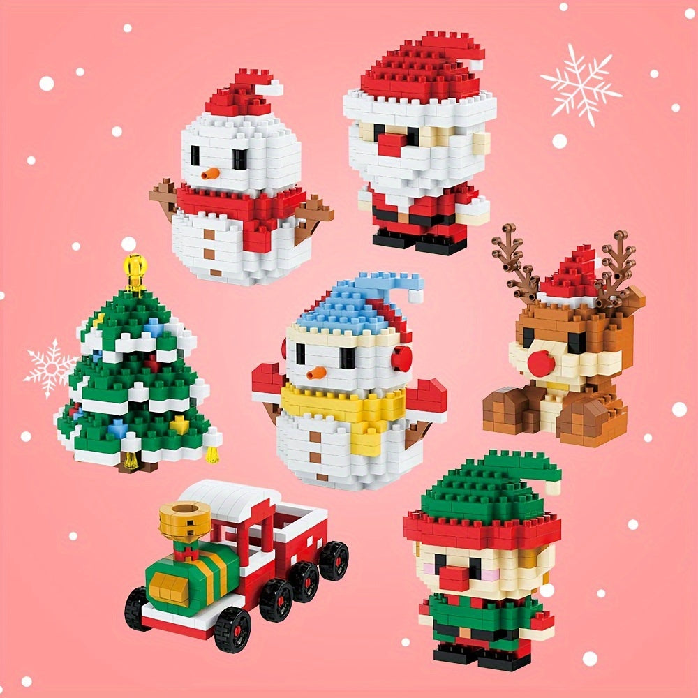 Christmas Building Blocks 2pcs Set Santa Elf Train Snowman Tree Reindeer