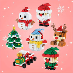 Christmas Building Blocks 2pcs Set Santa Elf Train Snowman Tree Reindeer