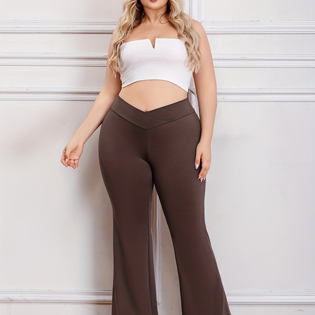  High Rise Flared Leg Trousers