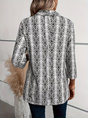  Chevron Print Open Front Cardigan