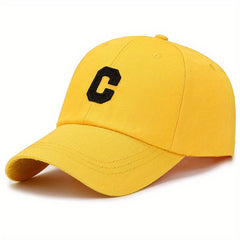 C Label Baseball Cap Cotton Solid Adjustable Sports Hat Outdoor Sunscree
