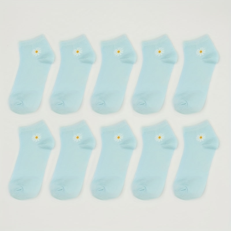 Floral Print Crew Socks for Women, Comfy & Breathable Short Stockings