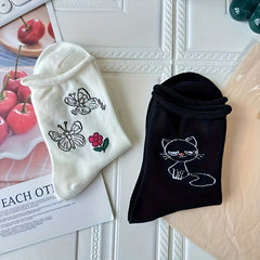 4 Pairs Pattern Socks Mid Tube Women's Stockings