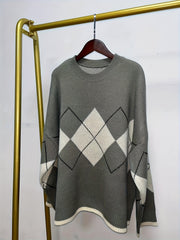  Argyle Pattern Round Neck Sweater Women's