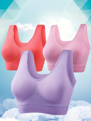 3pcs Wireless Sports Bras Breathable Tank Bra