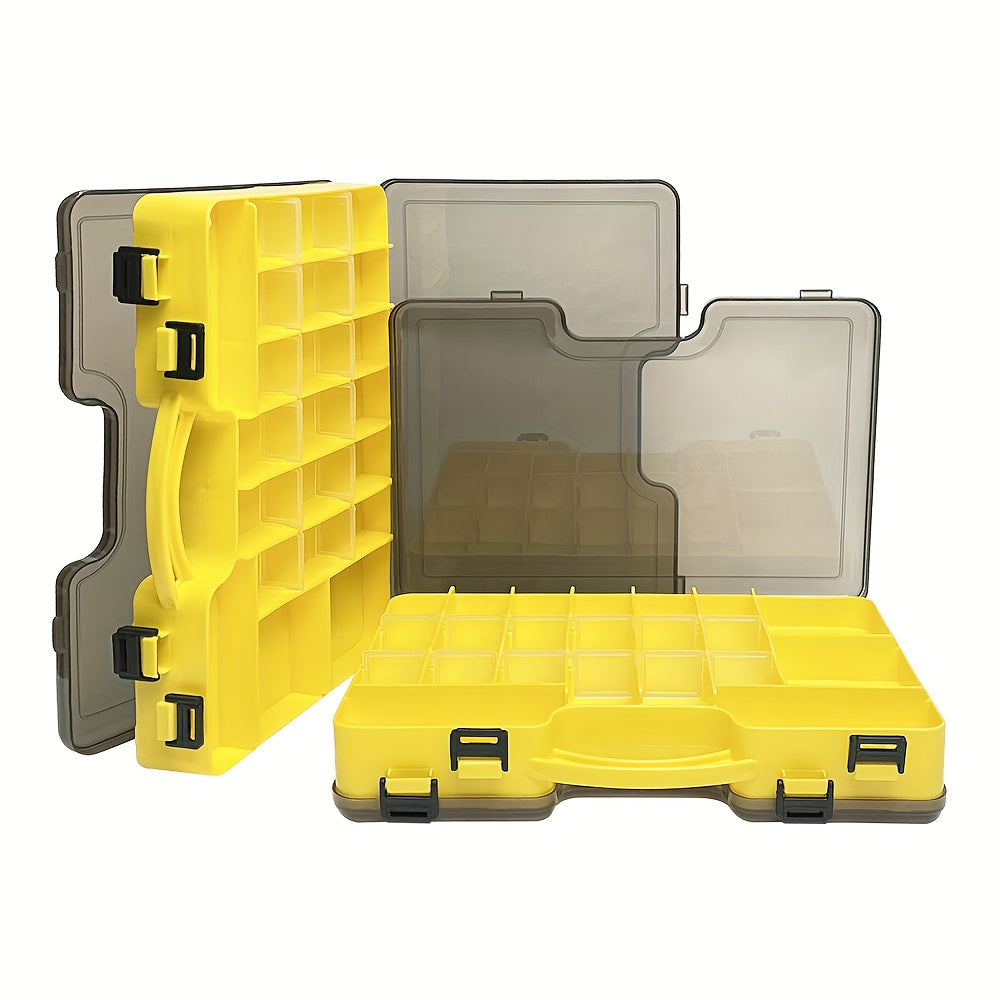 Double Sided Tool Storage Box With Grids & Handles Plastic Small Parts Organizer