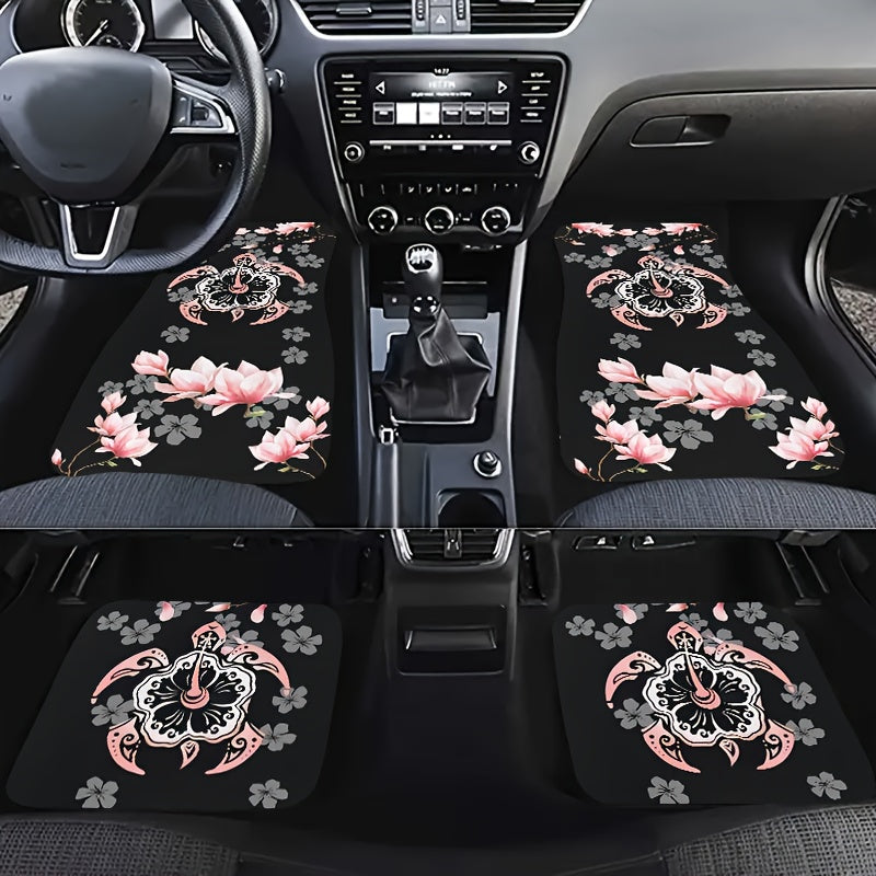 4pcs Spiral Pattern Car Floor Mats Water Absorbent Non Slip Stain Resistant