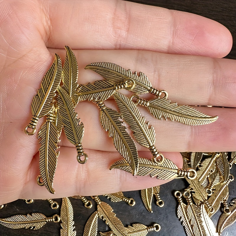 100pcs Feather Pendants DIY Jewelry Making Various Colors