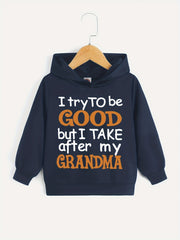 BOYS HOODED SWEATSHIRT WITH LETTER PRINT