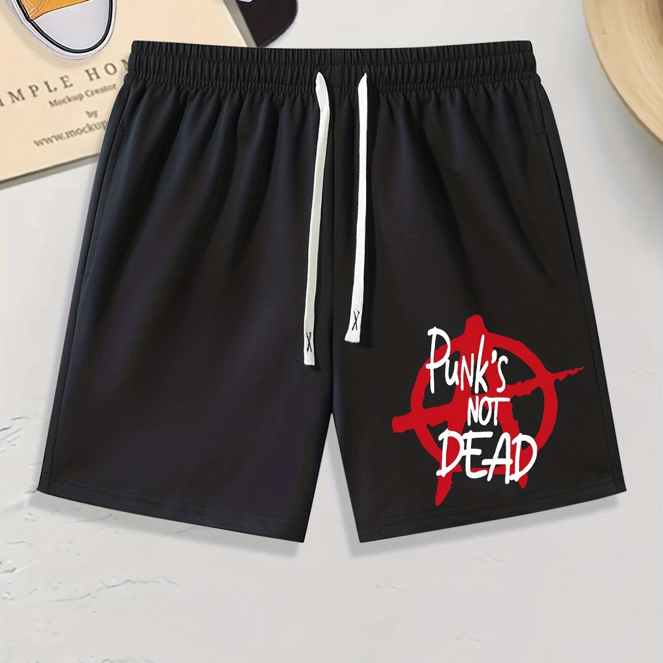 Punk's NOT DEAD Print Men's Drawstring Shorts