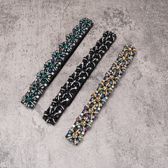 Colorful Rhinestone Flower Belt Women Elastic Thin Belts Waistband