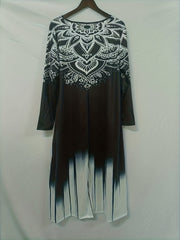  Graphic Print Maxi Dress V-Neck Long Sleeve With Pockets