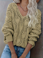 V Neck Cut Out Sweater for Women