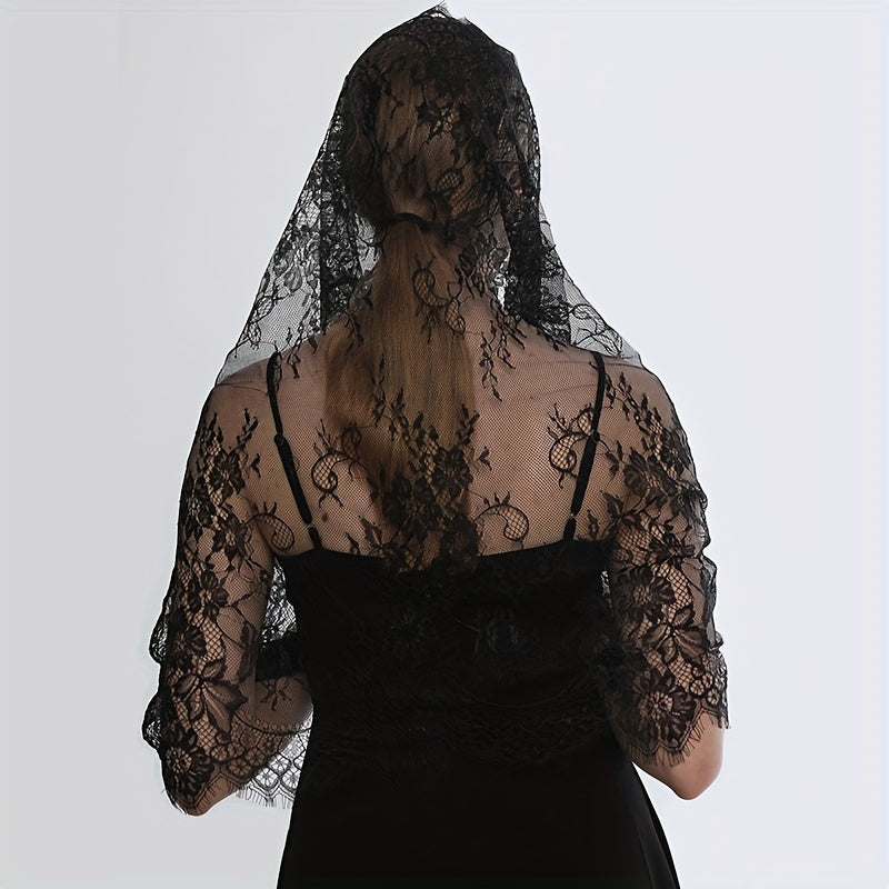 Lace Printed Scarf Veil Mantilla Veil Headscarf Solid Fringed Bridal Veil