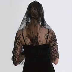 Lace Printed Scarf Veil Mantilla Veil Headscarf Solid Fringed Bridal Veil