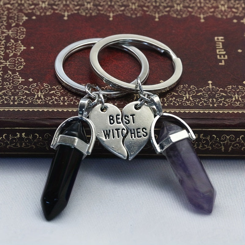 2pcs Witches Crystal Keychain Key Ring Purse Bag Backpack Car Key Charm