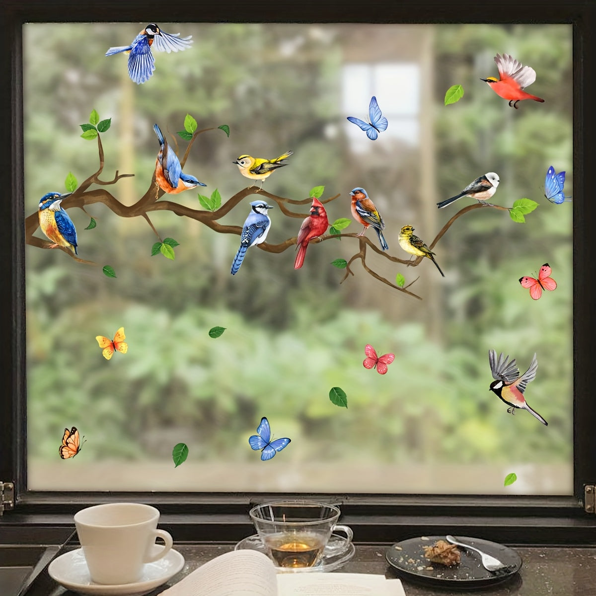 Cartoon Bird Butterfly Wall Sticker Decor for Living Room Bedroom Kitchen