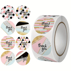 50pcs Round Thank You Stickers - 8 Styles - 2.0x0.98in - Packaging Dec