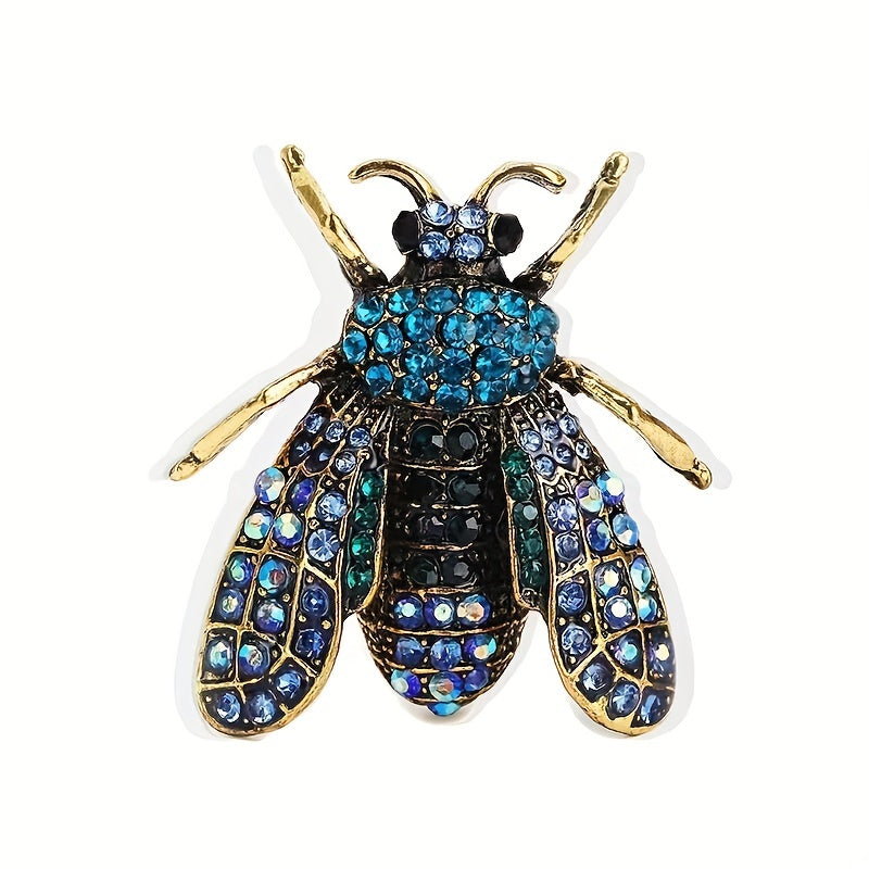 Vintage Bee Rhinestone Brooch Banquet Clothes Pin Scarf Clip