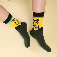 Landscape Print Mid Tube Socks Women's Stockings