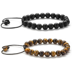 1PC Braided Rope Tiger Eye Stone Bracelet Men Women Matte Agate Bangle