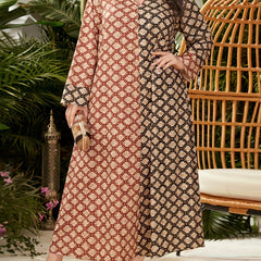  Boho Abaya Dress Women's Plus Colorblock Allover Print Long Sleeve