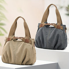 Casual Canvas Tote Bag Layer Shoulder Bag Vintage Storage Handbag