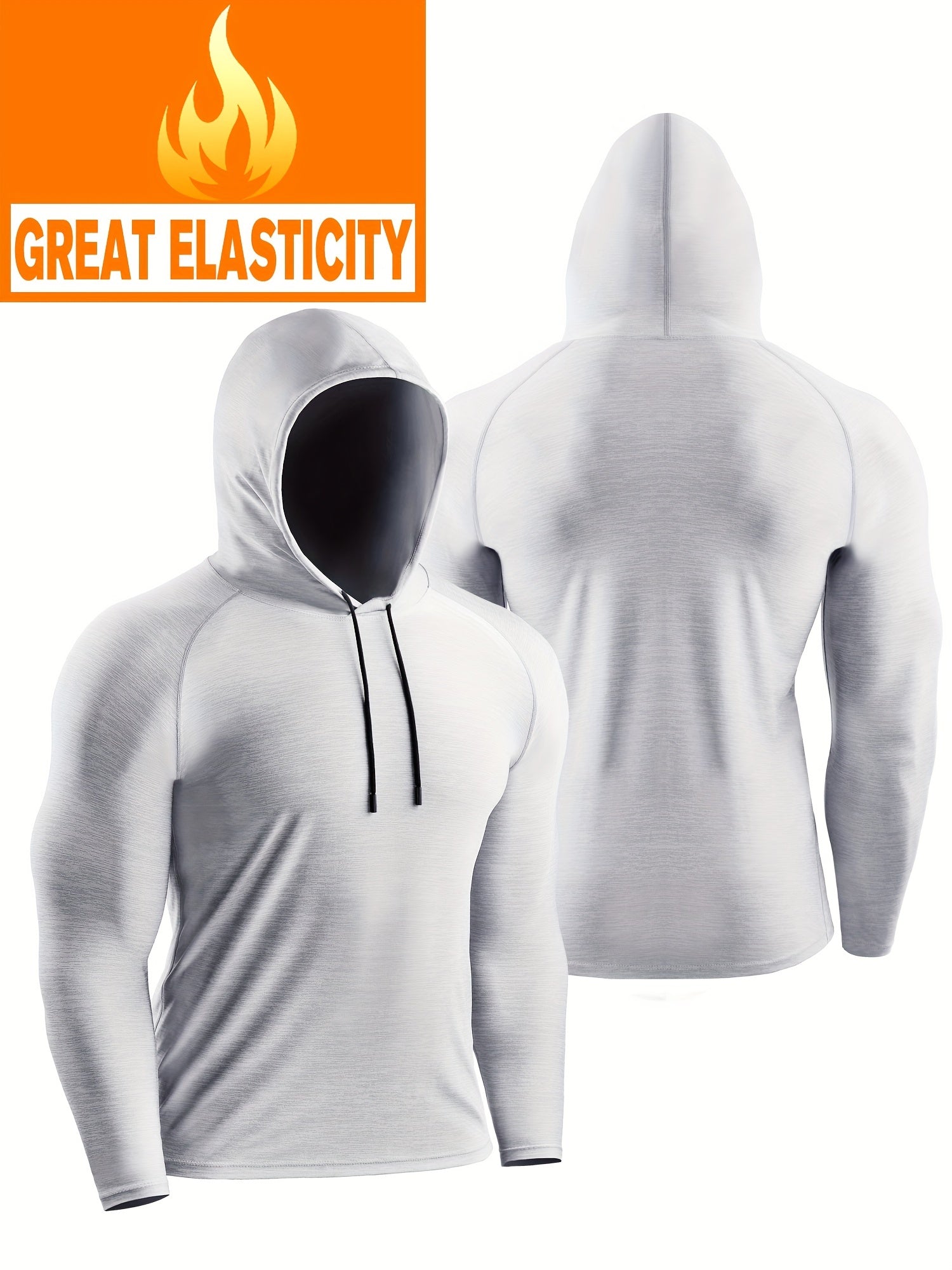 Men's Workout Hooded Shirt Active Mid Stretch Breathable Quick Dry Sports Shirt