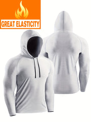 Men's Workout Hooded Shirt Active Mid Stretch Breathable Quick Dry Sports Shirt
