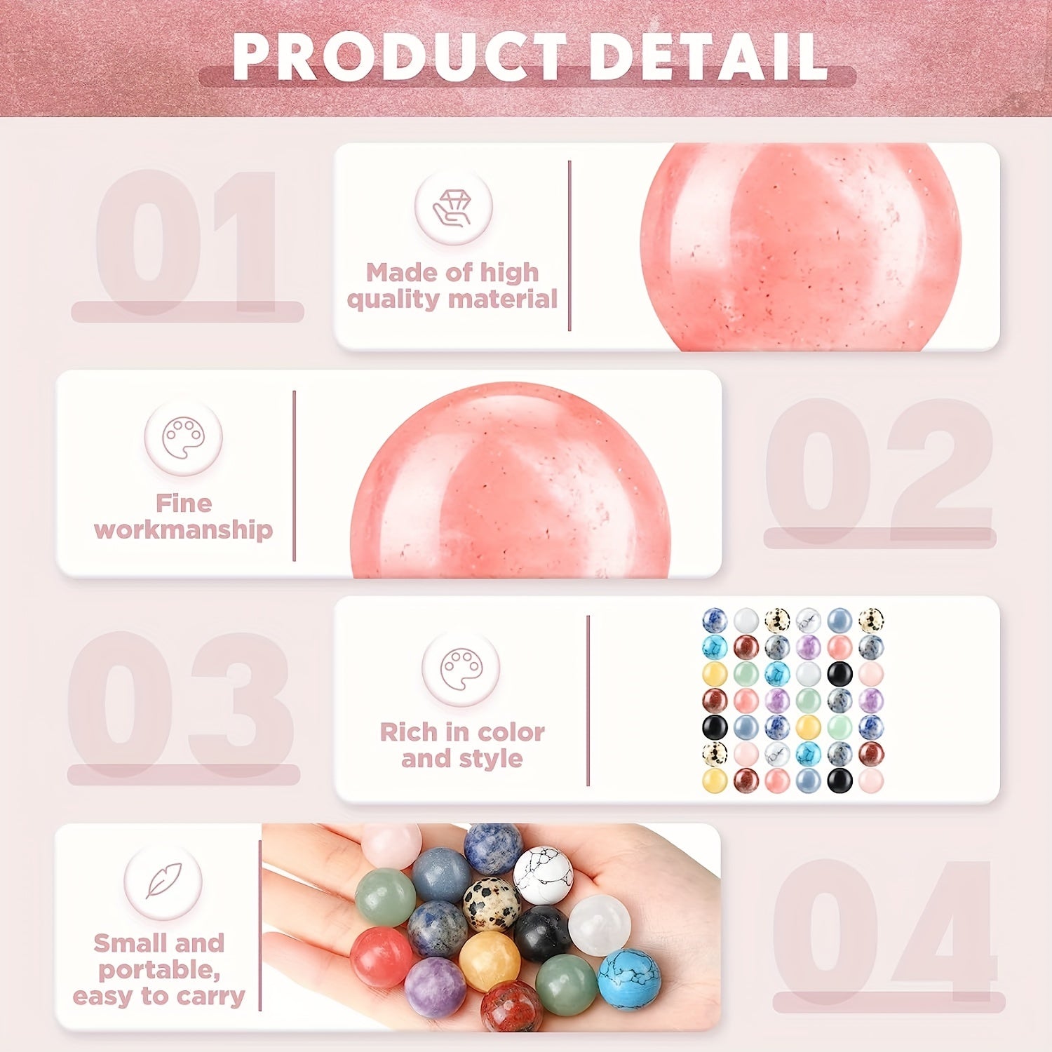 Gem Chakra 16mm Sphere Crystal Worry Stone Large Gem Sphere