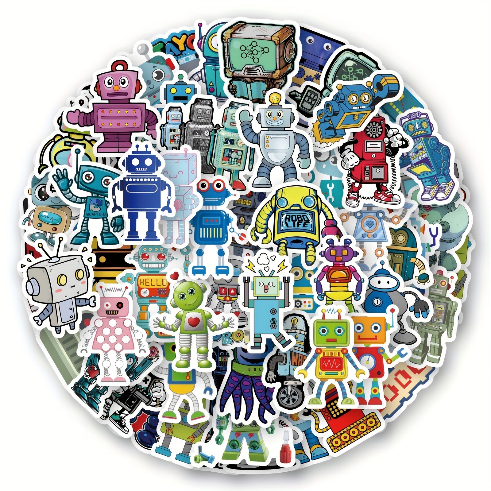 60pcs Robot Stickers Waterproof Vinyl Decal Stickers