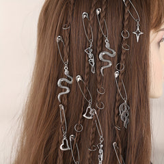 Gothic Style Hair Pin Snake Skull Shape Silvery Pin Halloween Hair Accessories