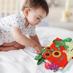Educational Sensory Cloth Book for Babies with 3D Tail, Sound & Tactile Paper