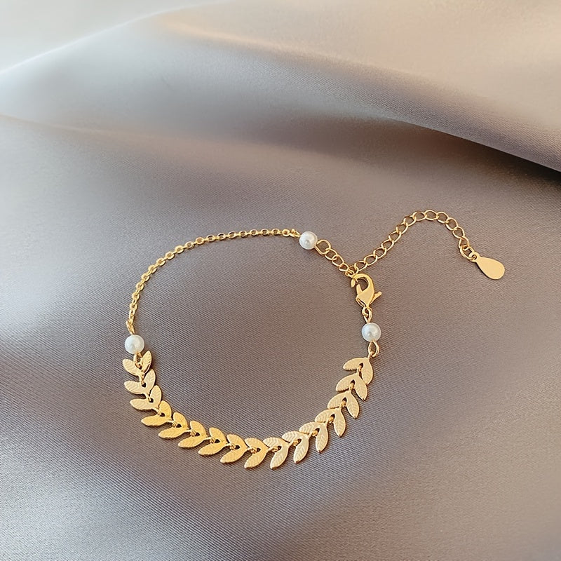 Wheat Ear Chain Necklace Bracelet Earrings Set Jewelry Gift