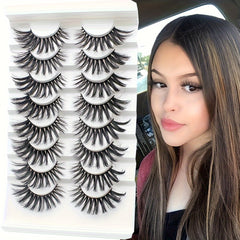 8 Pairs Fluffy 25mm False Eyelashes Faux Mink Halloween Wispy Eyelashes