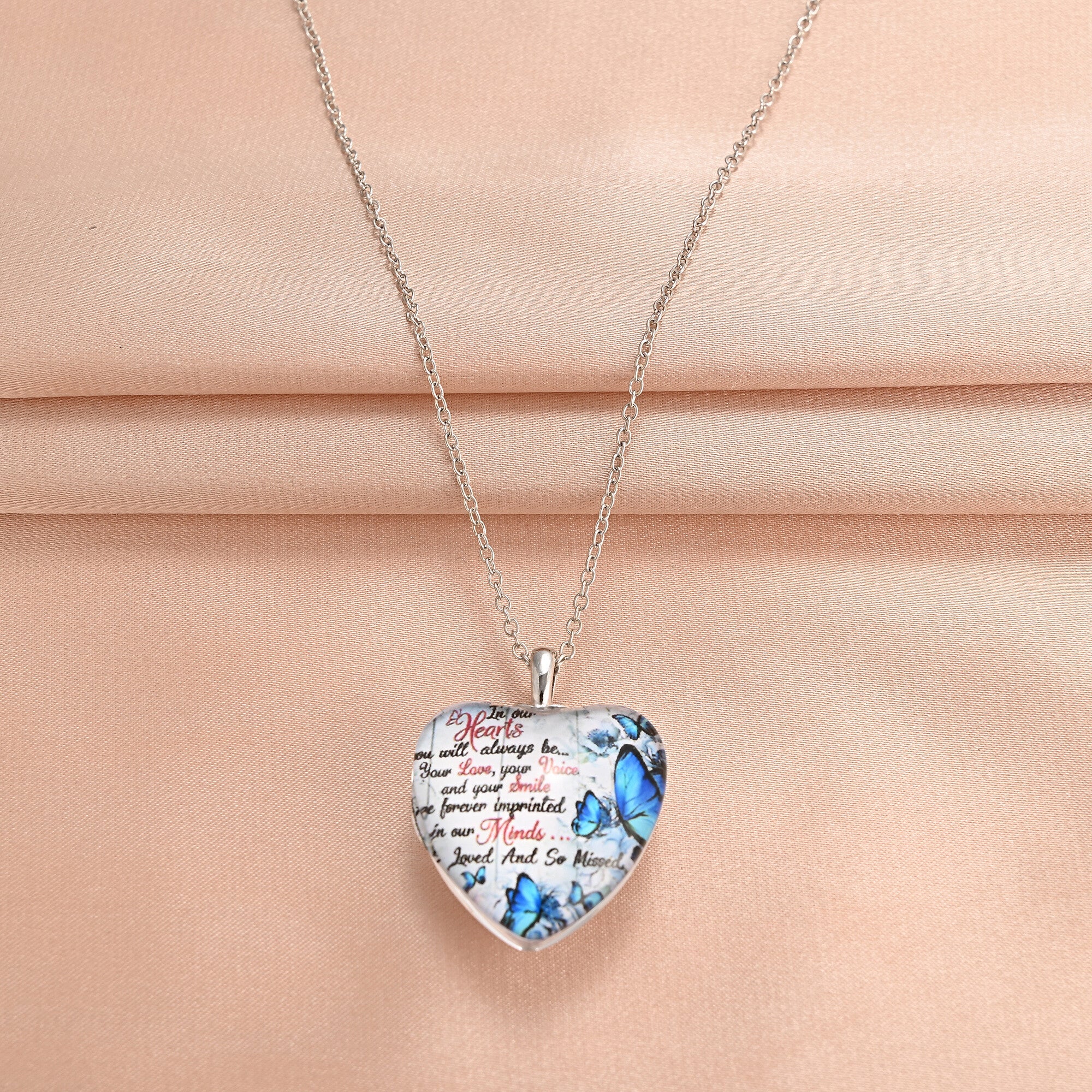 Heart Butterfly Crystal Pendant Necklace Neck Jewelry Christmas Gift