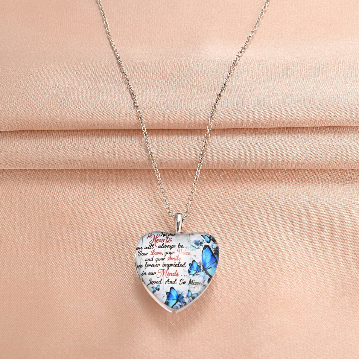 Heart Butterfly Crystal Pendant Necklace Neck Jewelry Christmas Gift