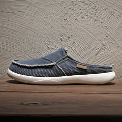 Men's Canvas Slip On Mules Lightweight Breathable Open Back Shoes